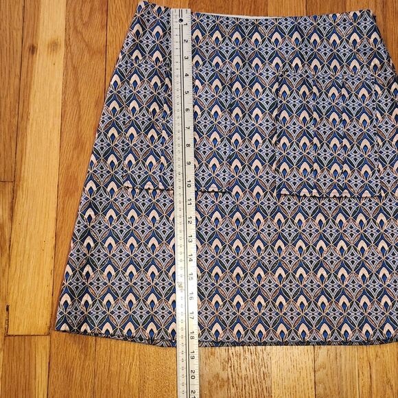 NWOT Maje Blue Pink Green Geometric Print Patch Pocket A-Line Mini Skirt Sz 38/6 - Picture 11 of 12